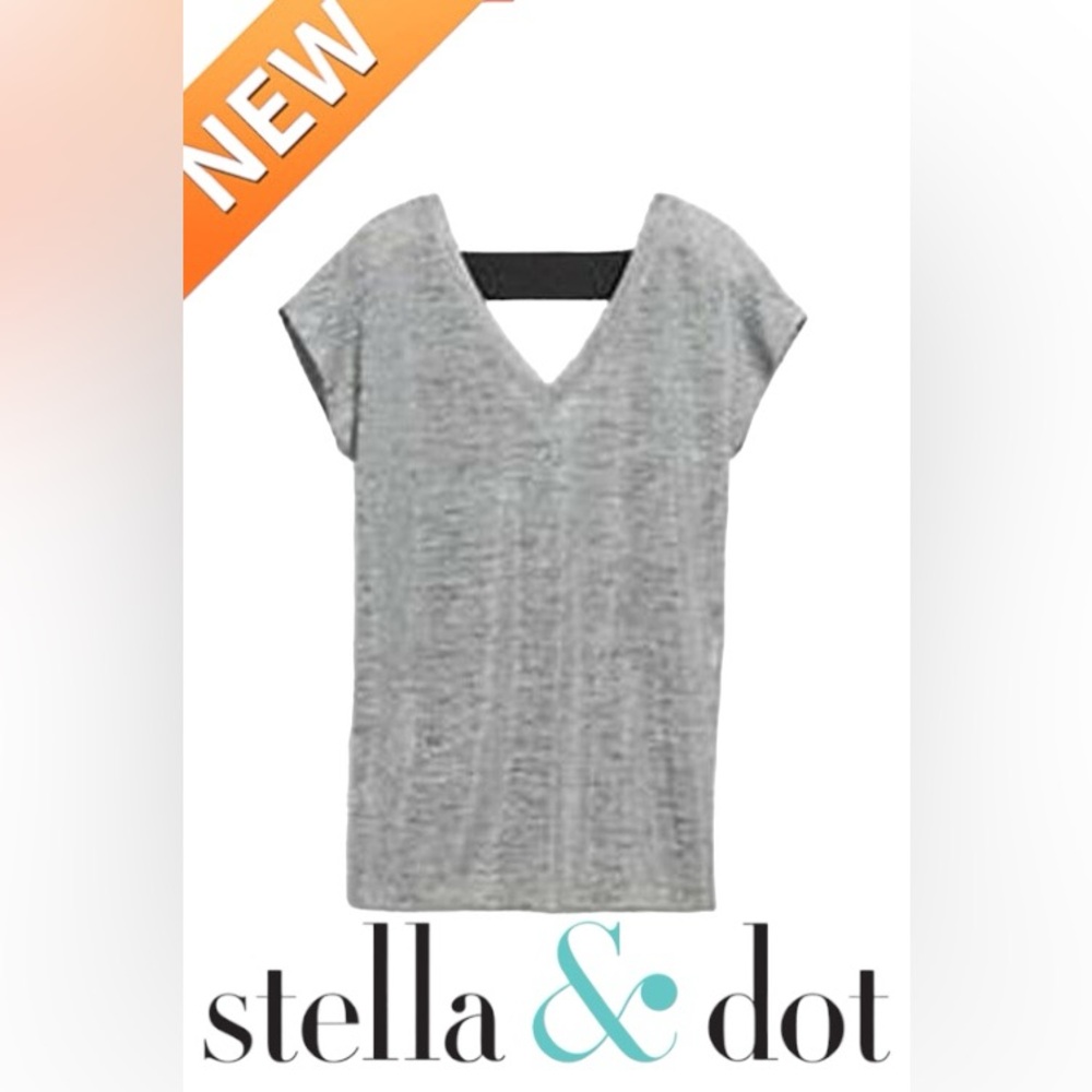 NWT Stella & Dot Gray 🩶 Renegade Short sleeved tshirt w black glitter back